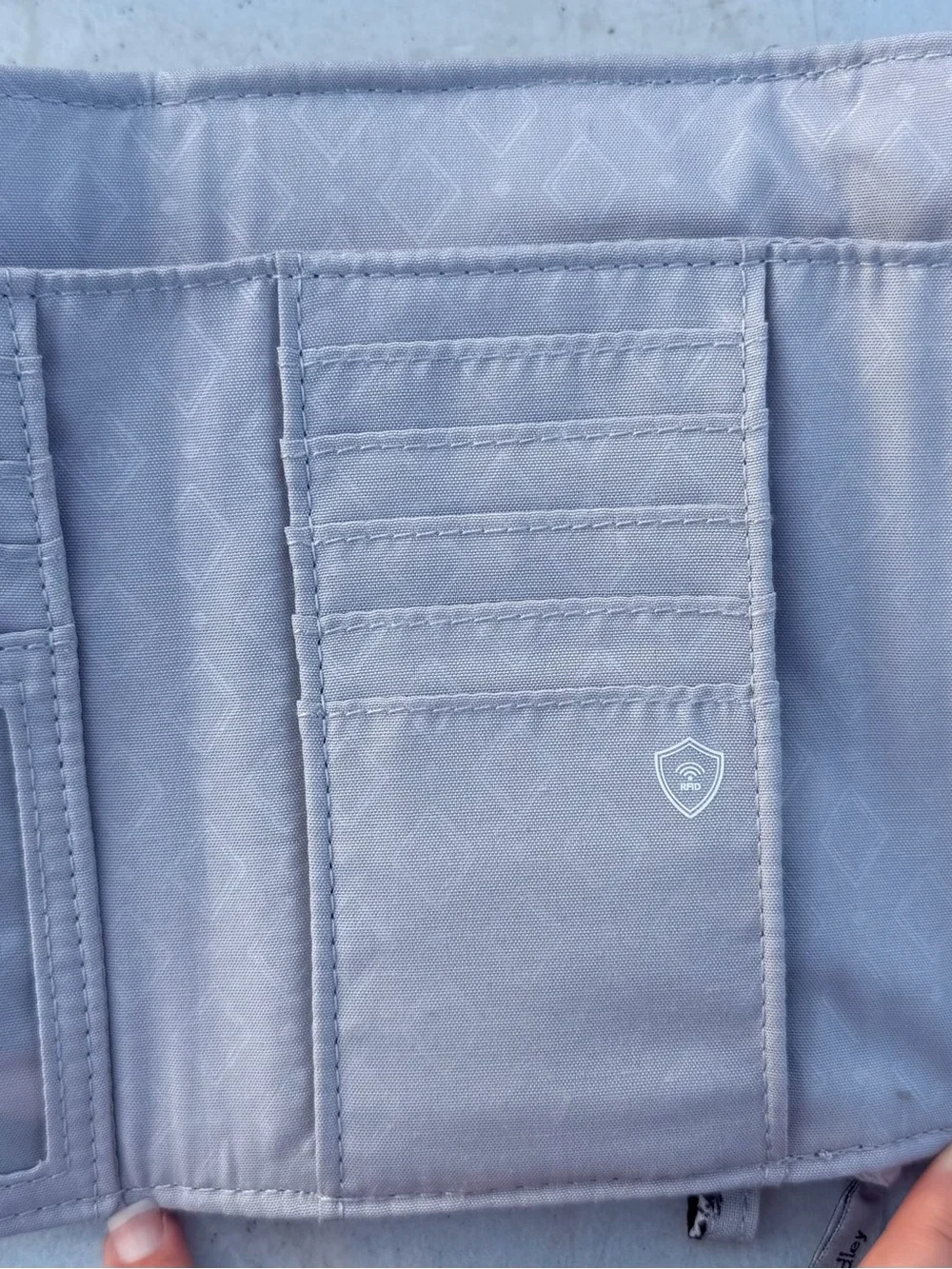 Vera Bradley Light Blue Quilted Wristlet with Dog Print